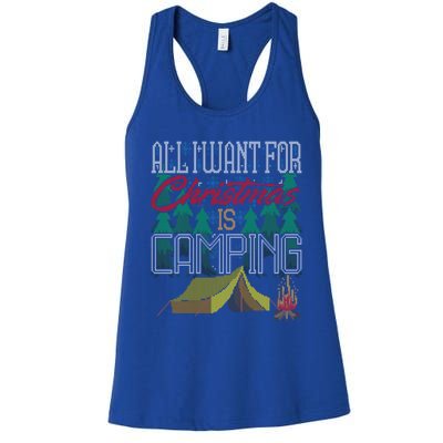 All I Want For Christmas Is Camping Ugly Christmas Sweater Cute Gift Women's Racerback Tank