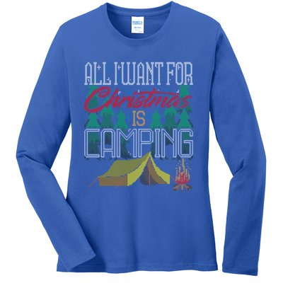 All I Want For Christmas Is Camping Ugly Christmas Sweater Cute Gift Ladies Long Sleeve Shirt