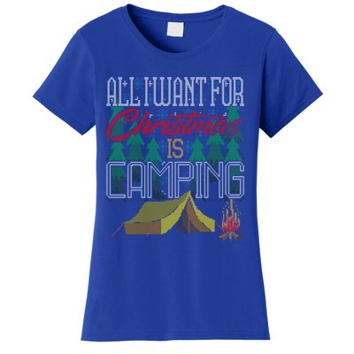 All I Want For Christmas Is Camping Ugly Christmas Sweater Cute Gift Women's T-Shirt