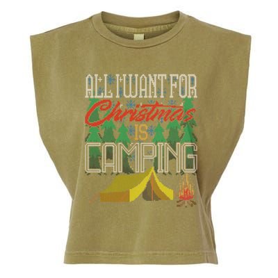 All I Want For Christmas Is Camping Ugly Christmas Sweater Cute Gift Garment-Dyed Women's Muscle Tee