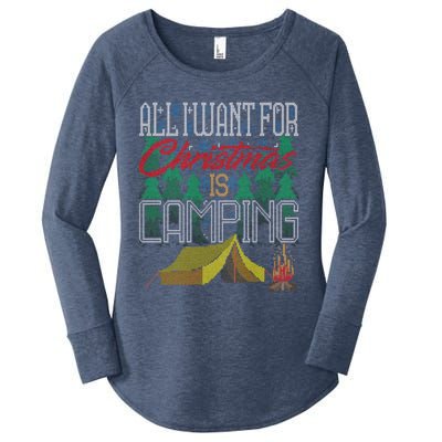 All I Want For Christmas Is Camping Ugly Christmas Sweater Cute Gift Women's Perfect Tri Tunic Long Sleeve Shirt