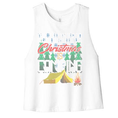 All I Want For Christmas Is Camping Ugly Christmas Sweater Cute Gift Women's Racerback Cropped Tank