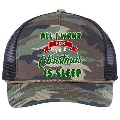 All I Want For Christmas Is Sleep Funny Xmas Gift Retro Rope Trucker Hat Cap