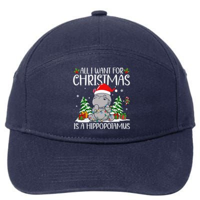 All I Want For Christmas Is A Hippopotamus Funny Xmas Hippo Gift 7-Panel Snapback Hat