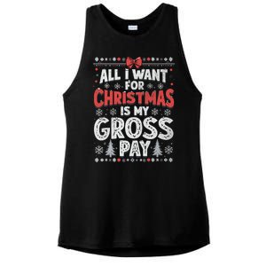 All I Want For Christmas Is My Gross Pay Funny Holiday Joke Ladies PosiCharge Tri-Blend Wicking Tank