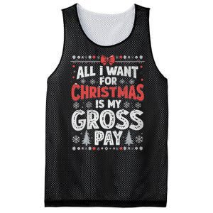 All I Want For Christmas Is My Gross Pay Funny Holiday Joke Mesh Reversible Basketball Jersey Tank