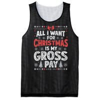 All I Want For Christmas Is My Gross Pay Funny Holiday Joke Mesh Reversible Basketball Jersey Tank