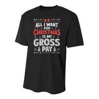 All I Want For Christmas Is My Gross Pay Funny Holiday Joke Youth Performance Sprint T-Shirt