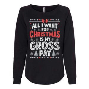 All I Want For Christmas Is My Gross Pay Funny Holiday Joke Womens California Wash Sweatshirt