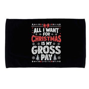 All I Want For Christmas Is My Gross Pay Funny Holiday Joke Microfiber Hand Towel