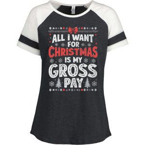 All I Want For Christmas Is My Gross Pay Funny Holiday Joke Enza Ladies Jersey Colorblock Tee