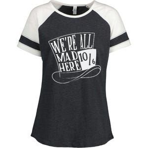 Alice In Wonderland Mad Hatter WeRe All Mad Here Enza Ladies Jersey Colorblock Tee