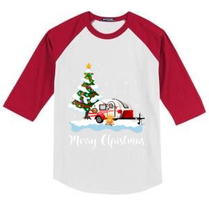 All I Want For Christmas Is Camping Xmas Tree Graphic Funny Gift Kids Colorblock Raglan Jersey