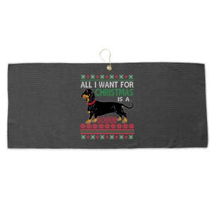 All I Want For Christmas Is A Dachshund Great Gift Large Microfiber Waffle Golf Towel