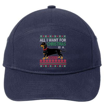 All I Want For Christmas Is A Dachshund Great Gift 7-Panel Snapback Hat