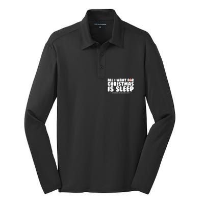 All I Want For Christmas Is Sleep Funny Xmas Cute Gift Silk Touch Performance Long Sleeve Polo