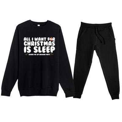 All I Want For Christmas Is Sleep Funny Xmas Cute Gift Premium Crewneck Sweatsuit Set