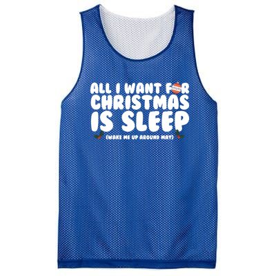 All I Want For Christmas Is Sleep Funny Xmas Cute Gift Mesh Reversible Basketball Jersey Tank