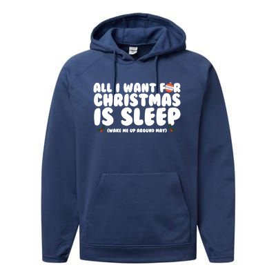 All I Want For Christmas Is Sleep Funny Xmas Cute Gift Performance Fleece Hoodie