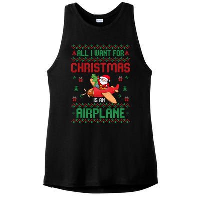 All I Want For Christmas Is An Airplane Pilots Ugly Xmas Gift Ladies PosiCharge Tri-Blend Wicking Tank