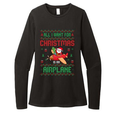 All I Want For Christmas Is An Airplane Pilots Ugly Xmas Gift Womens CVC Long Sleeve Shirt