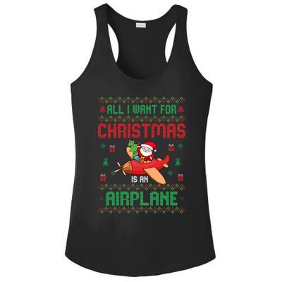 All I Want For Christmas Is An Airplane Pilots Ugly Xmas Gift Ladies PosiCharge Competitor Racerback Tank