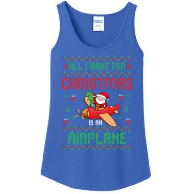 All I Want For Christmas Is An Airplane Pilots Ugly Xmas Gift Ladies Essential Tank