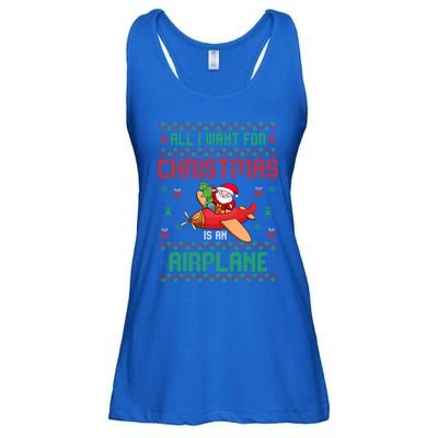 All I Want For Christmas Is An Airplane Pilots Ugly Xmas Gift Ladies Essential Flowy Tank