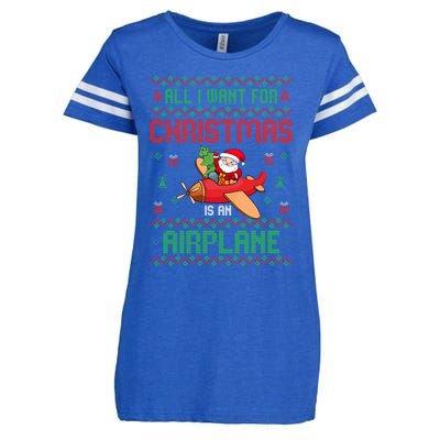 All I Want For Christmas Is An Airplane Pilots Ugly Xmas Gift Enza Ladies Jersey Football T-Shirt