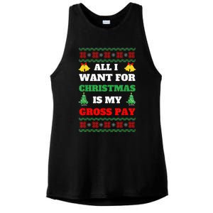 All I Want For Christmas Is My Gross Pay Funny Joke Ladies PosiCharge Tri-Blend Wicking Tank