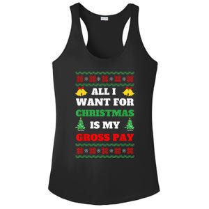 All I Want For Christmas Is My Gross Pay Funny Joke Ladies PosiCharge Competitor Racerback Tank