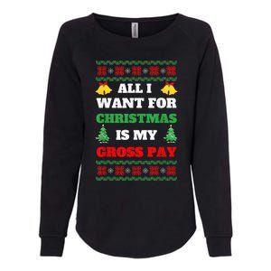 All I Want For Christmas Is My Gross Pay Funny Joke Womens California Wash Sweatshirt