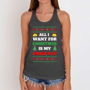 All I Want For Christmas Is My Gross Pay Funny Joke Women's Knotted Racerback Tank