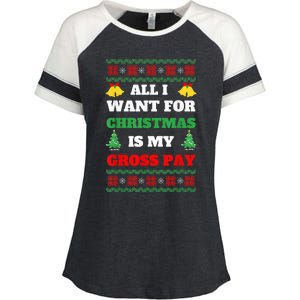 All I Want For Christmas Is My Gross Pay Funny Joke Enza Ladies Jersey Colorblock Tee