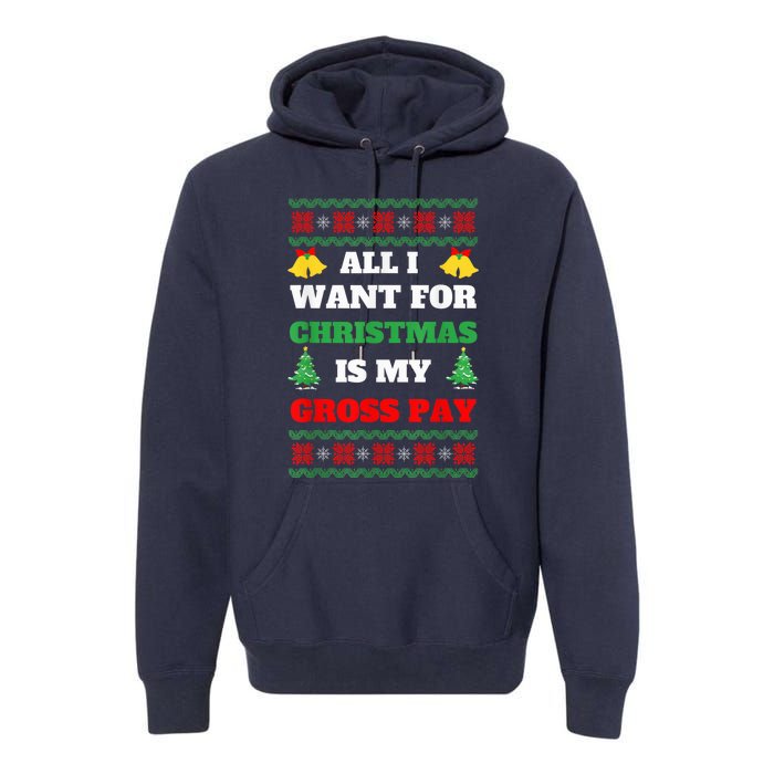 All I Want For Christmas Is My Gross Pay Funny Joke Premium Hoodie