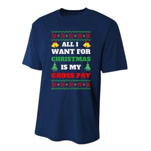 All I Want For Christmas Is My Gross Pay Funny Joke Performance Sprint T-Shirt