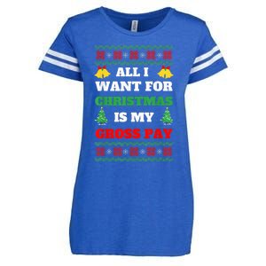 All I Want For Christmas Is My Gross Pay Funny Joke Enza Ladies Jersey Football T-Shirt