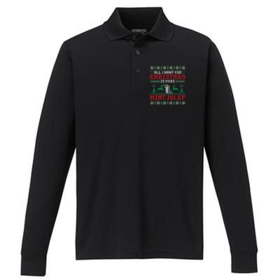 All I Want For Christmas Is More Mint Julep Christmas Party Gift Performance Long Sleeve Polo