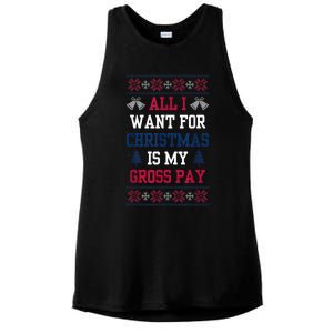 All I Want For Christmas Is My Gross Pay Funny Joke Ladies PosiCharge Tri-Blend Wicking Tank