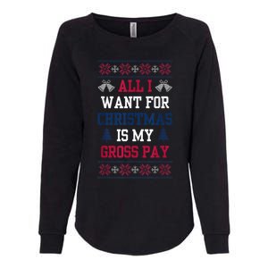 All I Want For Christmas Is My Gross Pay Funny Joke Womens California Wash Sweatshirt