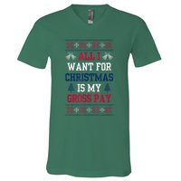 All I Want For Christmas Is My Gross Pay Funny Joke V-Neck T-Shirt