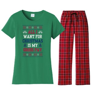 All I Want For Christmas Is My Gross Pay Funny Joke Women's Flannel Pajama Set