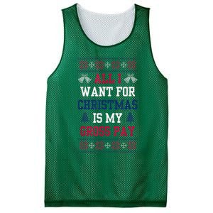 All I Want For Christmas Is My Gross Pay Funny Joke Mesh Reversible Basketball Jersey Tank