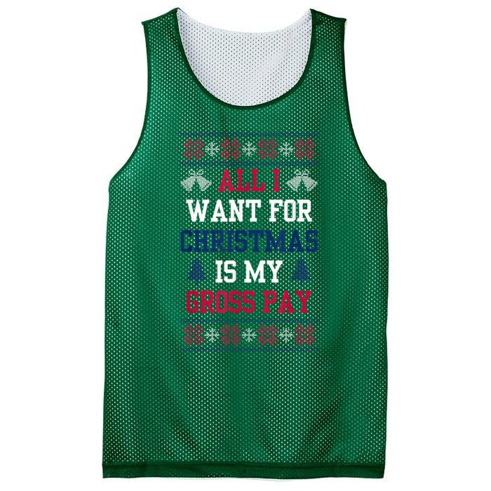 All I Want For Christmas Is My Gross Pay Funny Joke Mesh Reversible Basketball Jersey Tank