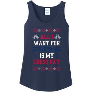 All I Want For Christmas Is My Gross Pay Funny Joke Ladies Essential Tank