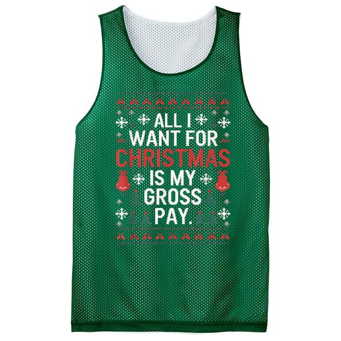 All I Want For Christmas Is My Gross Pay Funny Joke Mesh Reversible Basketball Jersey Tank