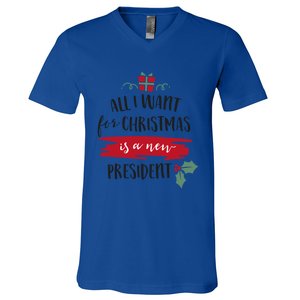 All I Want For Christmas Is A New President Xmas Sweater Funny Gift V-Neck T-Shirt