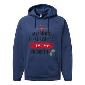 All I Want For Christmas Is A New President Xmas Sweater Funny Gift Performance Fleece Hoodie