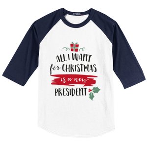 All I Want For Christmas Is A New President Xmas Sweater Funny Gift Baseball Sleeve Shirt