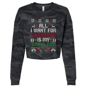 All I Want For Christmas Is My Gross Pay Funny Joke Cropped Pullover Crew